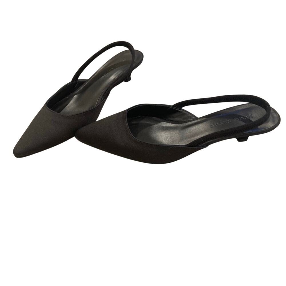 Jenni Kayne Women' Satin Kitten Slingback Heels Black 37/ US Size 7 NWOB - Picture 8 of 12
